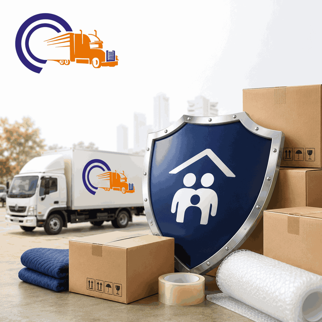 Protected packed goods for insured moving